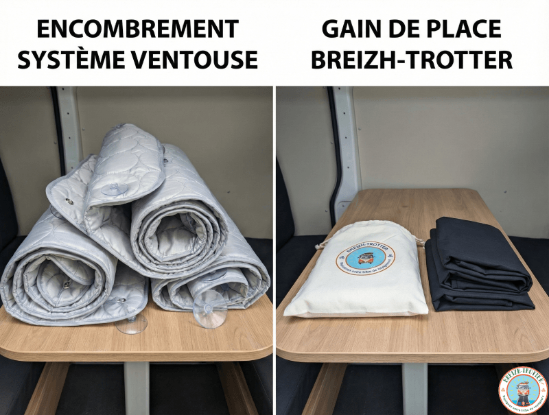 Comparatif encombrement sac de rangement